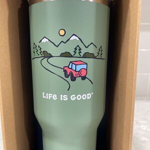 PINK “JEEP” 40oz Steel Tumbler & Straw Cup Holder Friendly Life Is Good Off Road